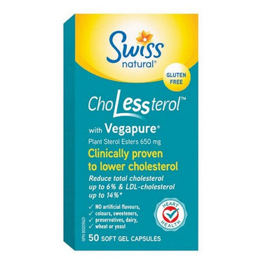 Swiss Natural, Vegapure Cholesterol Capsules, 650 Mg, 50 Caps