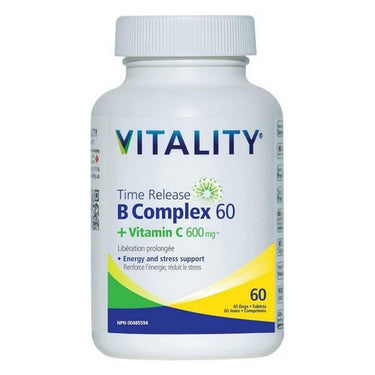 Time Release B Complex 60 + Vitamin C 60 Tabs by Vitality Products Inc.