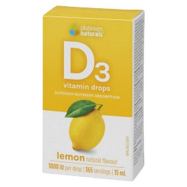 Platinum Naturals, Delicious D3 Vitamin Drops Lemon, 15 Ml