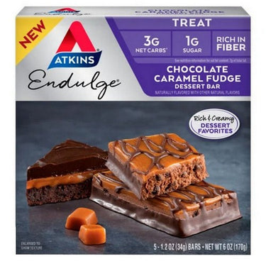 Endulge Treat Chocolate Caramel Fudge Dessert Bar 170 Grams by Atkins