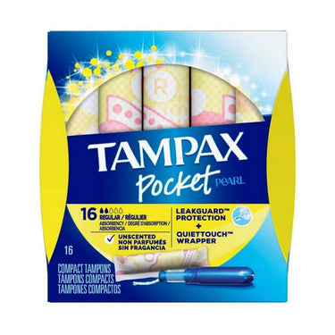 Tampax Pocket Pearl Tampon Compact Regular Unscented 16 Count by Tampax