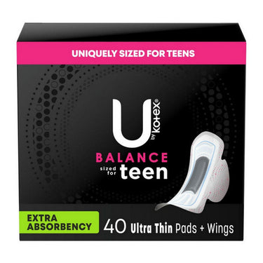 U By Kotex Balance Pads Ultra Thin With Wings Extra Absorbency 40 Count by U By Kotex