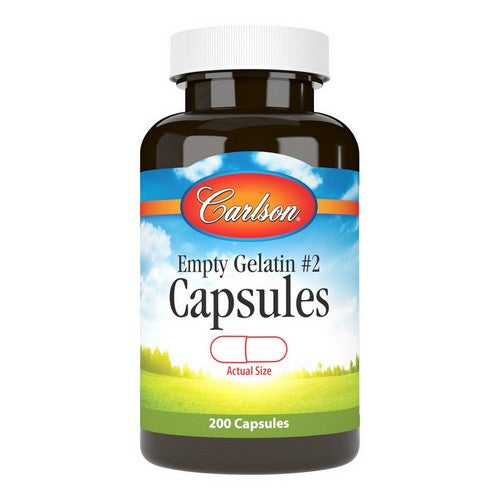 Empty Gelatin Size2 Small Capsules 200 Count by Carlson