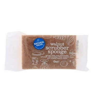 Walnut Scrubber Sponge 1 Count (Case Of 24) by Left Coast Naturals