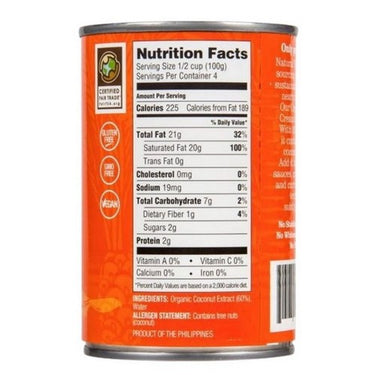 Organic Coconut Cream 400 Ml (Case Of 12) by Left Coast Naturals