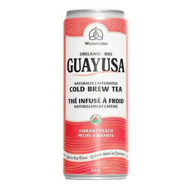 Vibrant Peach Cold Brew Guayusa 355 Ml (Case Of 12) by Left Coast Naturals