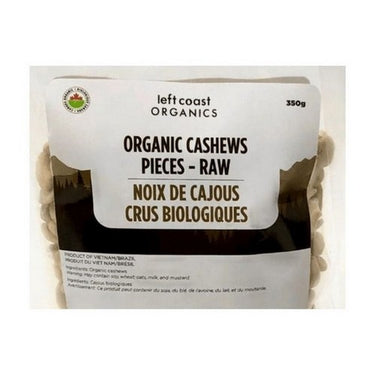 Organic Cashews Raw Pieces 350 Grams (Case Of 12) by Left Coast Naturals