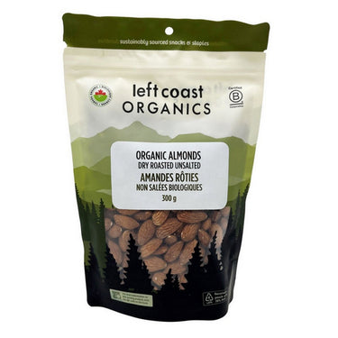 Organic Almonds Dry Roasted Unsalted 300 Grams (Case Of 12) by Left Coast Naturals