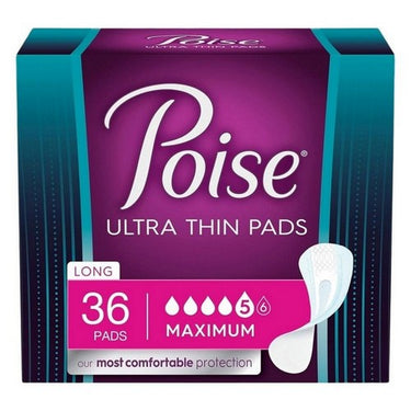 Poise Ultra Thin Long Pads Maximum Absorbency 36 Count by Poise