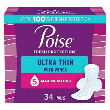 Poise Pads Ultra Thin Absorbency Maximum Long 34 Count by Poise