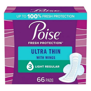 Poise Pads Ultra Thin Light Absorbency Regular 66 Count by Poise