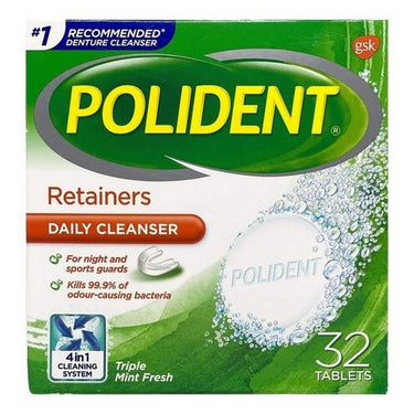 Polident Retainer Cleanser Cool Mint Tablets 32 Count by Polident