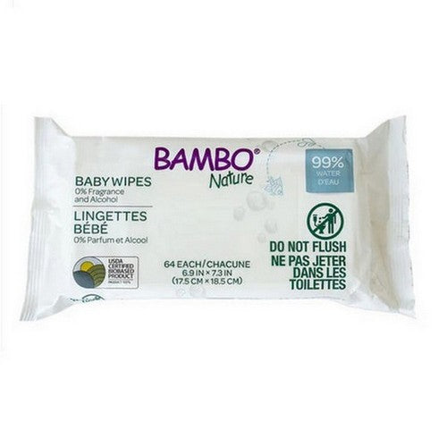 Bambo Nature Water Based Wet Wipes 64 Count by Bambo Nature