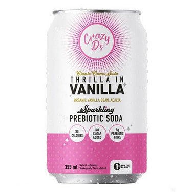 Crazy D's Prebiotic Soda Vanilla Crème 12 X 355 Ml by Crazy D's