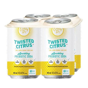 Crazy D's Prebiotic Soda Twisted Citrus 6 X 4 Packects (355 Ml) by Crazy D's