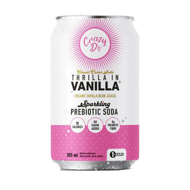 Crazy D's, Crazy D's Prebiotic Soda Vanilla Crème, 6 X 4 Packects (355 Ml)