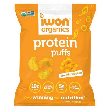 IWON Protein Puffs Cheddar Cheese Bilingual 8 X 42 Grams by Iwon Organics