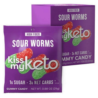 Kiss My Keto Gummies Sour Worms 8 X 25 Grams by Kiss My Keto