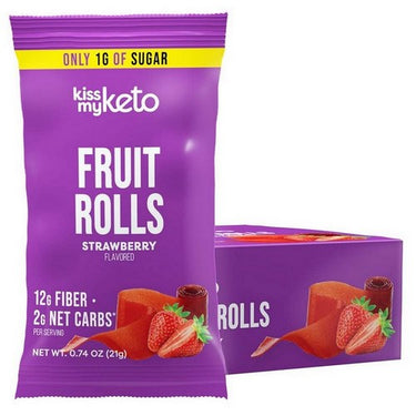 Kiss My Keto Fruit Rolls Strawberry 12 X 21 Grams by Kiss My Keto