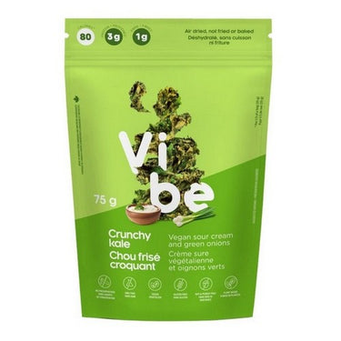 Vibe Crunchy Kale Vegan Sour Cream And Green Onion 12 X 75 Grams by Vibe Foods