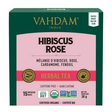 Vahdam Tea Hibiscus Rose Herbal 6 X 15 Count by Vahdam Teas