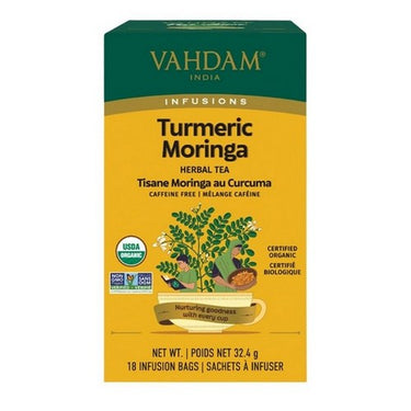Vahdam Tea Turmeric Moringa 6 X 18 Count by Vahdam Teas