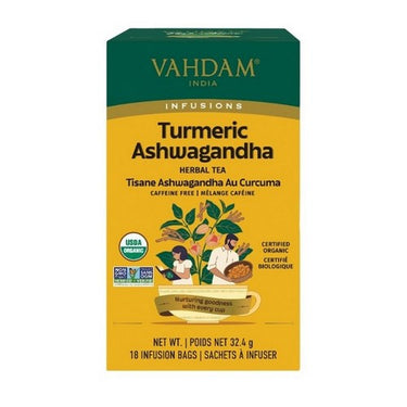 Vahdam Tea Turmeric Ashwagandha 6 X 18 Count by Vahdam Teas