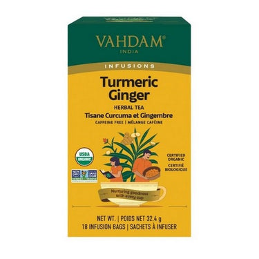 Vahdam Tea Turmeric Ginger 6 X 18 Count by Vahdam Teas