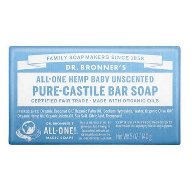 Castile Bar Soap Baby Unscented 140 Grams by Dr.Bronner's