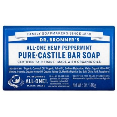 Castile Bar Soap Peppermint 140 Grams by Dr.Bronner's