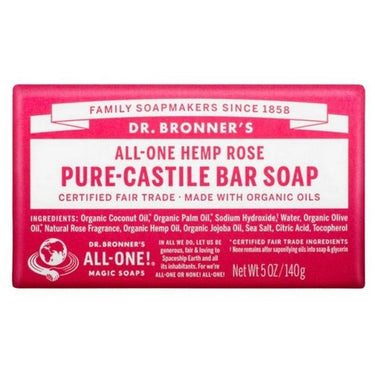 Castile Bar Soap Rose 140 Grams by Dr.Bronner's