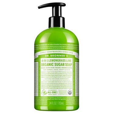 Organic Sugar Soap Lemongrass Lime 710 Ml by Dr.Bronner's