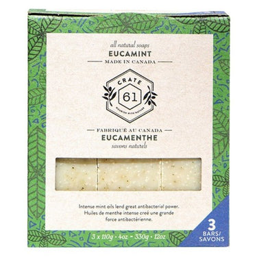 3-Pack Plant-Based Bar Soap Eucamint 3 X 110 Grams by Crate 61