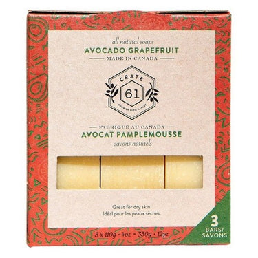 3-Pack Plant-Based Bar Soap Avocado Grapefruit 3 X 110 Grams by Crate 61