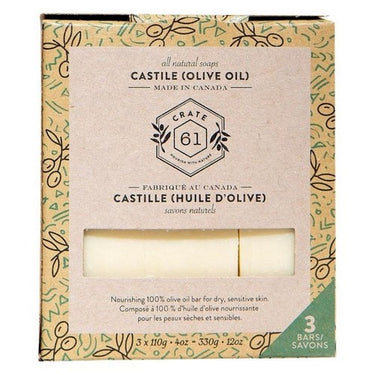 3-Pack Plant-Based Bar Soap Castile 3 X 110 Grams by Crate 61