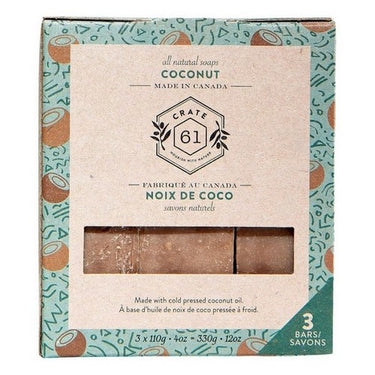 3-Pack Plant-Based Bar Soap Coconut 3 X 110 Grams by Crate 61