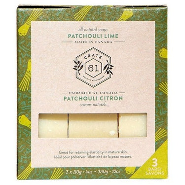 3-Pack Plant-Based Bar Soap Patchouli Lime 3 X 110 Grams by Crate 61