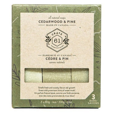 3-Pack Plant-Based Bar Soap Cedarwood And Pine 3 X 110 Grams by Crate 61