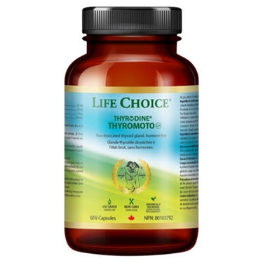 Thyrodine Thyromoto Raw Dessicated Thyroid Gland Hormone Free 60 Veggie Caps by Life Choice