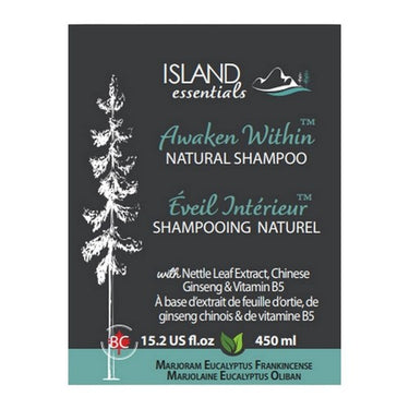 Natural Shampoo Awaken Within Marjoram Eucalyptus Frankincense 450 Ml by Island Essentials