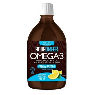 Omega-3 Wild Caught Fish Oil High EPA Lemon 450 Ml by AquaOmega
