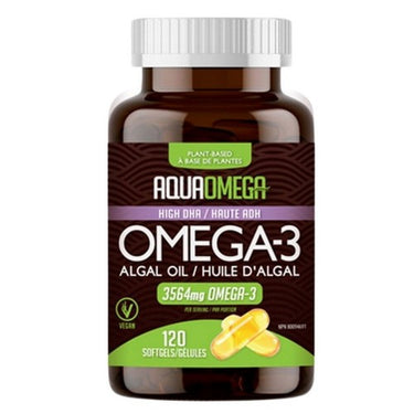 Omega-3 Algae Oil Plant-based High DHA 120 Caps by AquaOmega