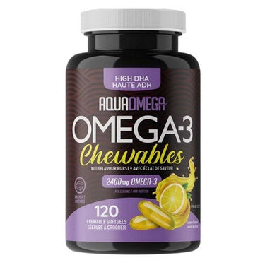 Omega-3 Wild Caught Fish Oil High DHA Lemon 120 Softgels by AquaOmega