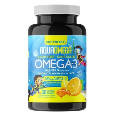Kids Omega-3 High EPA Gummies Orange Sugar Free 60 Count by AquaOmega