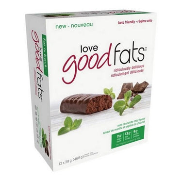 Fats Mint Chocolate Chip Bar 39 Grams X 12 Count by Love Good Fats