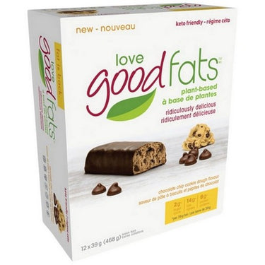 Fats Chocolate Chip Cookie Dough Bars 39 Grams X 12 Count by Love Good Fats