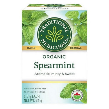 Traditional Medicinals, Organic Spearmint Herbal Tea, 16 Tea Bags (Case Of 6)