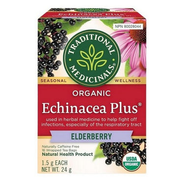 Traditional Medicinals, Organic Echinacea Plus Elderberry, 16 Tea Bags (Case Of 6)