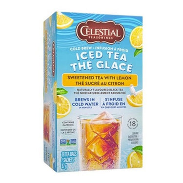 Celestial Seasonings, Cold Brew Iced Tea Sweetened Tea with Lemon, 18 Bags (Case Of 6)