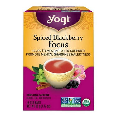 Yogi, Organic Spiced Blackberry Focus Herbal Tea, 16 Bags (Case Of 6)